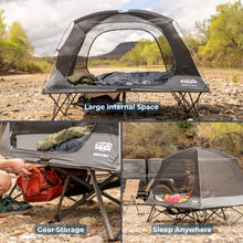 Load image into Gallery viewer, Kakadu Camping Tent Cot, 2 Person, Quick Setup, Folding, Compact, Elevated Tent with BlockOut Rain Fly, Awning Poles, Ultra-Fine Mesh Windows, and Carry Bag

