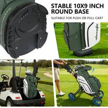 Load image into Gallery viewer, wosofe 14-Way Golf Cart Bag, Waterproof PU Leather, Green/White Trendy
