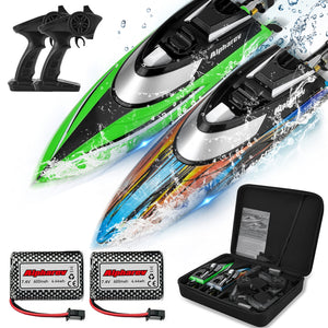 RC Boat with Case R308MINI 2 Packs 20+ MPH Remote Control Boat for Pools and Lakes, 2.4 GHZ RC Boats for Adults and Kids