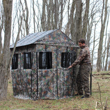 Load image into Gallery viewer, Deluxe 5'x5' 2-3 Person Hunting Blind 360 Degree See Through Fabric, Heavy Duty Metal Frame Deer Hunting Blinds

