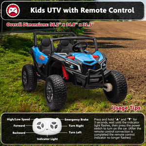 24V Ride On Toys for Big Kids 3-8 Years Old with Parent Remote Control, 4WD Electric Car with EVA Tires, Blue