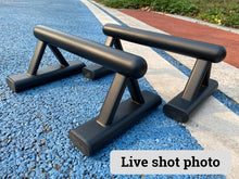 Load image into Gallery viewer, SELEWAERE Metal Parallettes Floor Workout Push Up Handles Non-Slip Pushup Bars Handstand Bars for Calisthenic Fitness Sturdy Steel Tubing Structure with Matte Paint Finish, Load up to 600 lbs
