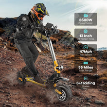 Load image into Gallery viewer, 60V Electric Scooter Adults 5600W Dual Motors Top Speed 47MPH, 60V 21Ah Range 55 Miles, 12&quot; All-Terrain Tires Foldable FastScooter
