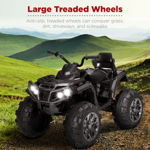 Load image into Gallery viewer, 12V Kids Ride-On Electric ATV, 4-Wheeler Quad Car Toy w/Bluetooth Audio, 3.7mph Max Speed - Black
