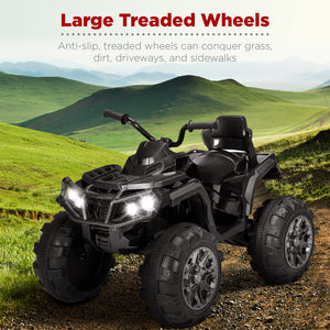 12V Kids Ride-On Electric ATV, 4-Wheeler Quad Car Toy w/Bluetooth Audio, 3.7mph Max Speed - Black