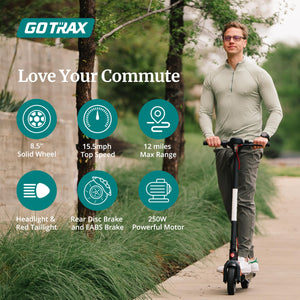 Apex XL 8.5" Solid Tires, Max 12 Miles Range and 15.5Mph Speed, Bright Headlight and Taillight, Big LED Display, Black