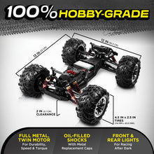 Load image into Gallery viewer, Remote Control Car, Hobby Grade RC Car 1:10 Scale Brushed Motor with Two Batteries, 4x4 Off-Road Waterproof RC Truck, Fast RC Cars
