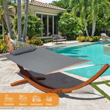 Load image into Gallery viewer, Lazy Daze Sunbrella Fabric Hammock with 13FT Arc Wood Hammock Stand
