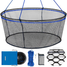 Load image into Gallery viewer, QualyQualy Foldable Fishing Net, Landing Fishing Pier Nets, Drop Net for Pulling Up Fish with Rope, Portable Bridge Fishing Net for Minnows, Crawfish, Shrimp, Top Dia. 31.5"
