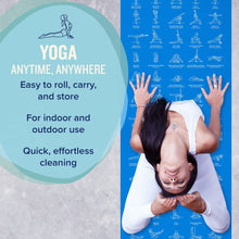Load image into Gallery viewer, NewMe Fitness Yoga Mat for Women and Men - Large, 5mm Thick, 68 Inch Long, Non Slip Exercise Mats w/ 70 Printed Yoga Poses for Pilates, Workout and Stretching - Home and Gym Essentials - Blue
