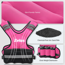 Load image into Gallery viewer, ZELUS Weighted Vest for Men and Women, Adjustable Body Weight Vest Exercise Set for Workouts, 4-10lb/11-20lb/20-32lb with 6 Ironsand Weights for Cardio Strength Training Walking Jogging, 11-20lb. Pink

