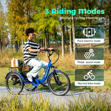 Load image into Gallery viewer, 500W Electric Tricycle for Adults – 24&quot; 7-Speed Compact Commuter Trike with Hydraulic Disc Brakes, Multi-Shock Suspension
