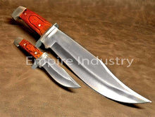Load image into Gallery viewer, Set Of 2 Handmade Carbon Steel Full Tang Combat Hunting Knife With Leather Sheath - Pakka Wood Grip - Survival Knife- Collectible - Best Gift For Him - Best Gift
