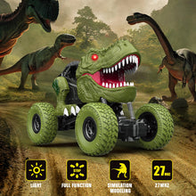 Load image into Gallery viewer, Remote Control Dinosaur Car for Kids Boys, 2.4Ghz All Terrain Remote Control Dinosaur Truck with Light, Rechargeable 4WD
