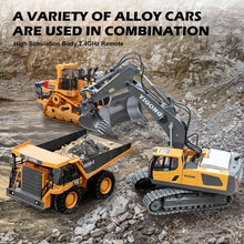 Load image into Gallery viewer, Remote Control Excavator Toy, Rechargeable 11 Channel 2.4Ghz RC Construction Vehicles with Metal Shovel for Kids, 680° Rotation
