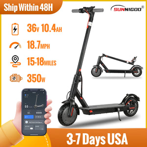 Adult Electric Scooter 36V 10.4Ah Escooter Kick Scooter with APP Lightweight Long Range 30km Scooters 350W