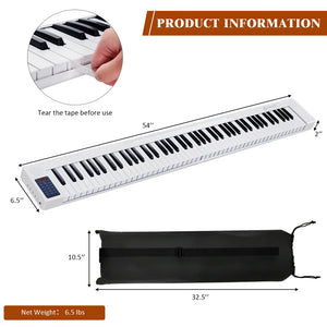 2 in 1 Attachable Digital Piano Keyboard 88/44 Touch sensitive Key w/ MIDI White  MU70016US-WH