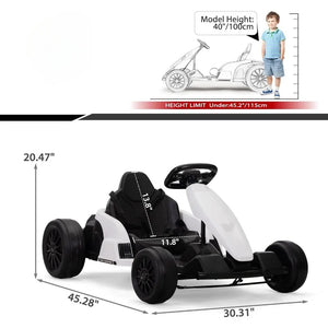 24V Electric Drifting Go Kart,7Ah Battery Powered Electric Car Ride on, Electric Ride On/Safety Belt,Music,Horn,85W*2 Motor