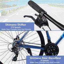 Load image into Gallery viewer, 700C Road Bike for Adult ,  Alloy Frame/Dual-Disc Brakes, blue, Hybrid bike Disc Brake, 24-Speed Unisex Hybrid Road Bicycle
