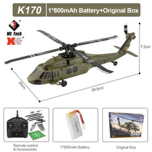 Load image into Gallery viewer, WLtoys K170 RC Helicopter with Gyro UH-60L 4CH Remote Control brushless Helicopters with LED Light Airplane Toys for Kids
