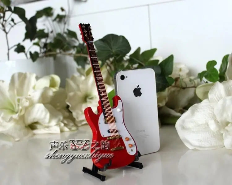 1/6 Scale Toy Handmade wooden Red color Folk electric guitar model ins ...