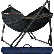 Load image into Gallery viewer, Double Hammock with Stand Included for 2 Persons/Foldable Hammock Stand 600 lbs Capacity Portable Case - Inhouse,Outdoor,Camping
