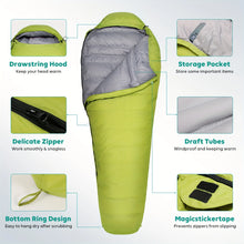 Load image into Gallery viewer, Winter White Goose Down Mummy Camping Sleeping Bag Cold Winter Ultralight Baffle Design Outdoor Camping Down Splicing FP800

