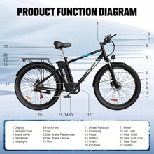 Load image into Gallery viewer, Electric Bike for Adults, 750W/48V/14Ah Ebike with Removable Battery, 20MPH/35-75Miles Electric Bicycle with 26&quot;×3.0 Fat Tire,
