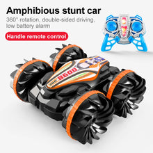 Load image into Gallery viewer, New LED Amphibious RC car Dual remote control waterproof stunt car double side flip drift drive 360 ° rotation rc cars Kids toy
