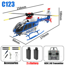 Load image into Gallery viewer, C123 1/36 RC Helicopter Brushless 6CH 6-axis Gyroscope One-key Take-off/landing/reverse Fly Mode 3D Flight 11.1V Modular Battery
