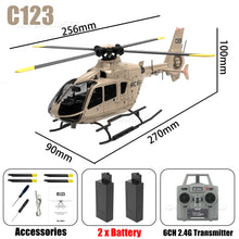 Load image into Gallery viewer, C123 1/36 RC Helicopter Brushless 6CH 6-axis Gyroscope One-key Take-off/landing/reverse Fly Mode 3D Flight 11.1V Modular Battery
