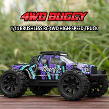 Load image into Gallery viewer, JIUSI PT14R MT14R 1/14 4WD RC Car 80km/h Brushless 2.4G Remote Control Racing Car High Speed Off-road RC Truck 3S 35C 2200mAh
