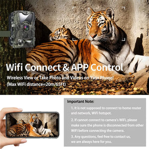 Outdoor WiFi Trail Camera Bluetooth 4K 36MP Game Camera 940NM Night Vision Motion Activated Waterproof Hunting Wildlife Cam