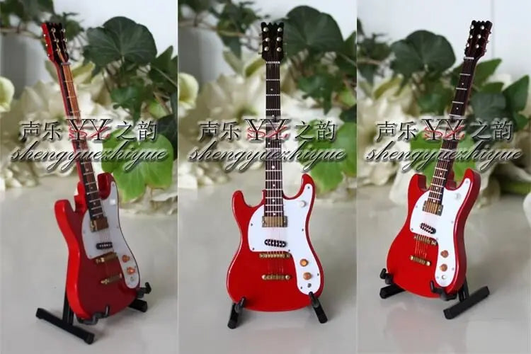 1/6 Scale Toy Handmade wooden Red color Folk electric guitar model ins ...