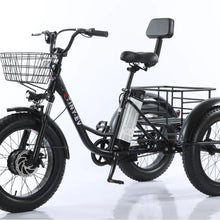 Load image into Gallery viewer, Electric Tricycle 20Inch Elderly Snow 500W48V12AH Removable Lithium Battery Electric Bike Large Storage Basket Cargo Ebike Adult
