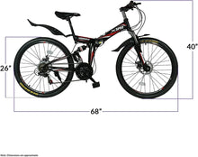 Load image into Gallery viewer, 26&quot; 21 Speed Folding Mountain Bike Bicycle Trail Commuter for Adults
