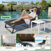 Load image into Gallery viewer, 3 in 1 Folding Camping Cot Bed, 5 Positions Adjustable Patio Chaise Lounge Chair, Portable Sleeping Cots，Black Cot + Pad
