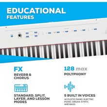 Load image into Gallery viewer, Alesis Recital – 88-key digital piano keyboard with semi-weighted keys, 2x20W speakers, FX and piano lessons
