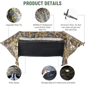 Camping Hammock Tent with Mosquito Net and Rain Fly 1 Person Backpacking Bivvy Ground Tent with Tree Strap Swing Heavy