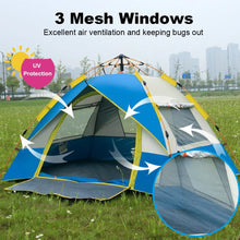 Load image into Gallery viewer, Outdoor Pop Up Tent Water-resistant Portable Instant Auto Camping Tent for 2-4 Person Family Tent Camping Hiking Backpacking
