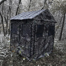 Load image into Gallery viewer, Deluxe Steel Frame 3 or 4 Person Hunting Ground Blind Shoot Through Mesh Windows and Anchoring System Included Hunting Blind
