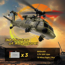 Load image into Gallery viewer, WLtoys K170 Brushless 4-CH RC Helicopter,Full-Scale UH60L Black Hawk,6-Axis Gyroscope, One Key Take-Off/Landing with 3 Batteries
