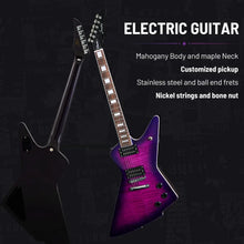 Load image into Gallery viewer, Stainless Steel and Ball End Frets Electric Guitars Rosewood Fretboard(Purple Color) Travel Guitar Kit Mahogany Guitar Body V
