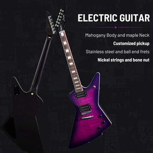 Stainless Steel and Ball End Frets Electric Guitars Rosewood Fretboard(Purple Color) Travel Guitar Kit Mahogany Guitar Body V