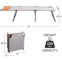 Load image into Gallery viewer, Lit Camping Gear and Accessories Orange Folding Bed for Sleeping Beach Tourist Camp-cot Adjustable Portable Cot for Adults Grey
