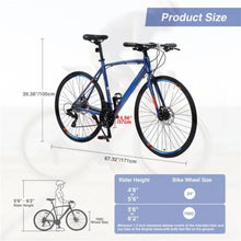 Load image into Gallery viewer, 700C Road Bike for Adult ,  Alloy Frame/Dual-Disc Brakes, blue, Hybrid bike Disc Brake, 24-Speed Unisex Hybrid Road Bicycle
