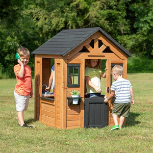 Sweetwater All Cedar Wooden Playhouse, Light Brown Home Garden Buildings