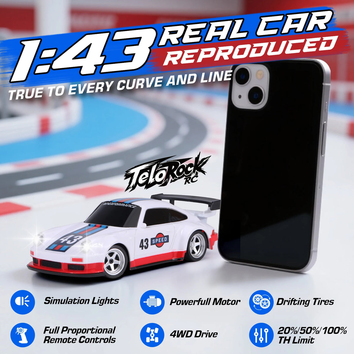 1/43 Scale 4WD Edition Mini RC Drift Car, RTR with Full Proportional S ...