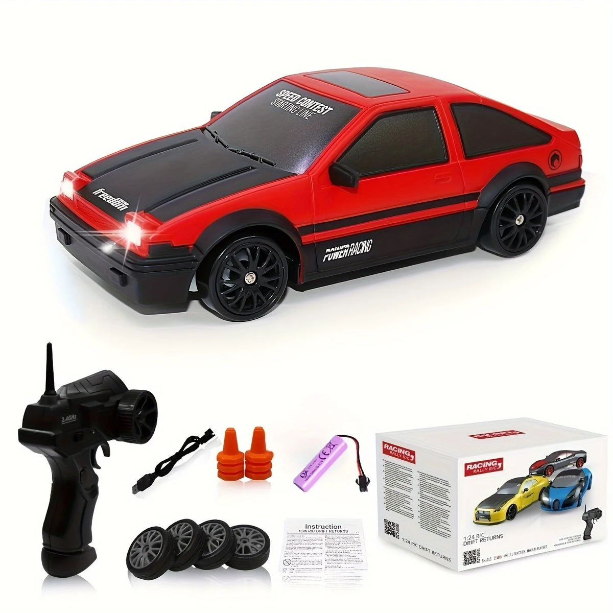 Remote Control Toy Car RC Drift 2.4GHz 1:24 Scale 15KM/H High Speed Mo ...