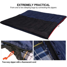Load image into Gallery viewer, REDCAMP Cotton Flannel Sleeping Bag for Camping Backpacking, Adults Cold Weather Envelope Sleeping Bags with 2/3/4lbs Filling

